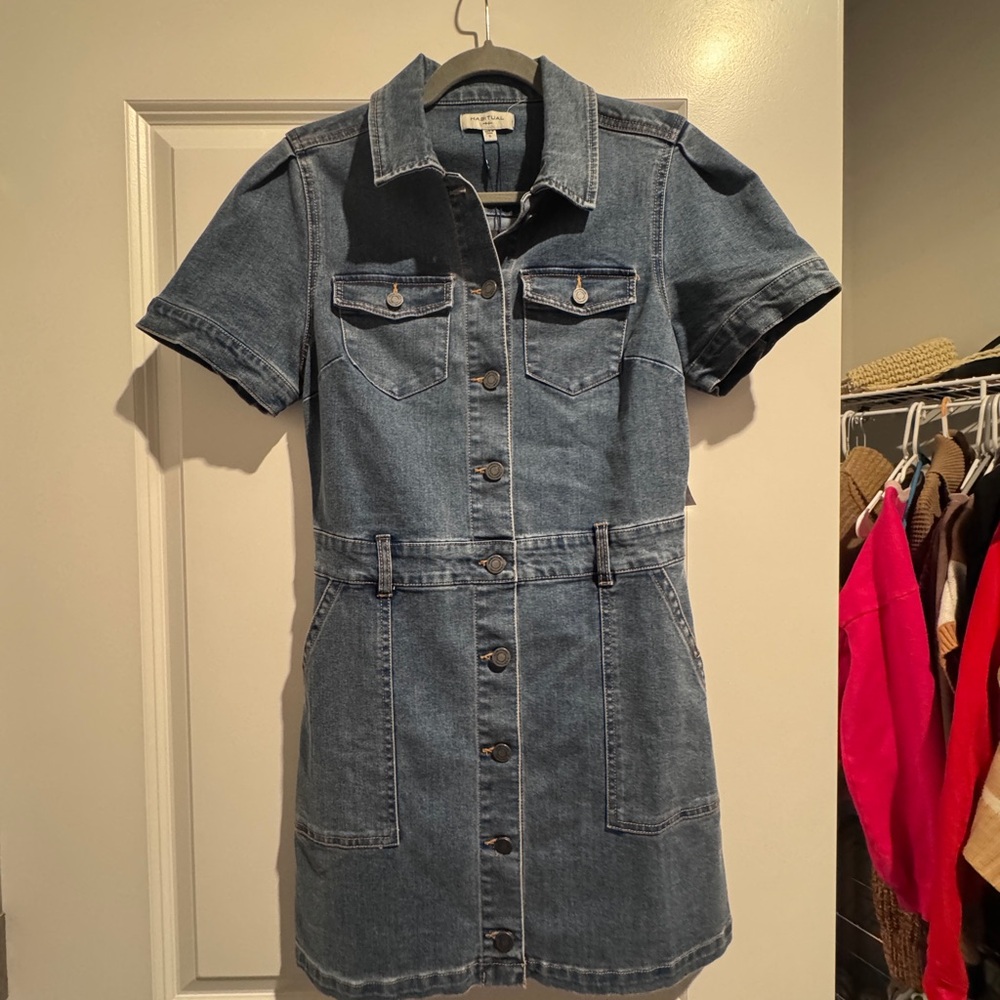Habitual Denim Short Sleeve Button-Up Dress